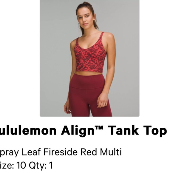[SOLD] lululemon Align Tank Top, US 10, Spray Leaf Fireside Red - Picture 4 of 5
